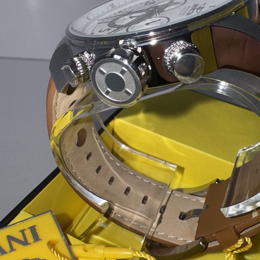 Invicta S1 Men’s Chronograph Quartz White Dial Brown Leather Strap 100m - Picture 10 of 16